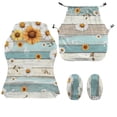 thumbnail image 5 of SCRAWLGOD Daisy Sunflower Wood Grain Blue Beige Set of 4 Gaming Chair Slipcovers Stretch Gaming Chair Cover Set Universal Rotating Armchair Covers with Armrest Covers, 5 of 7