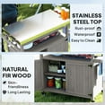 thumbnail image 3 of Outsunny Outdoor Grill Cart w/ Wheels and Storage Cabinets, Solid Wood Outdoor Kitchen Island w/ Stainless Steel Top, Integrated Hole, Gray, 3 of 9