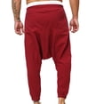 thumbnail image 4 of Spring/Summer Pants for Men, Mens Cargo Pants Fashion Drawstring Elastic Waist Solid Color Casual Retro Nationality Length Dropped Pants, 4 of 7