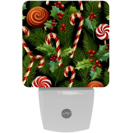 

Christmas crutches LED Square Night Lights - Energy Efficient & Elegant Decorative Lighting for Your Home - Set of 2 Understated Square LED Nightlights