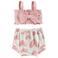 thumbnail image 1 of Xingqing 2 Pcs Débardeurs Unis pour Bébés Filles avec Nœud et Shorts Triangle Imprimés, 1 of 9