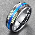 thumbnail image 3 of PAMTIER Men's Women's Stainless Steel High Polished Dome Shell Inlay Promise Ring Silver Size 8, 3 of 4