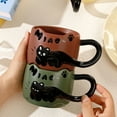 thumbnail image 4 of TAROFISH Cat Stacking Mug, Cute Coffee Mugs, 4 Styles Ceramic Coffee Mugs, Funny Animal Mugs, Gifts for Cat Lovers.,Green,9.3X8CM, 4 of 7