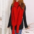 thumbnail image 6 of Ediodpoh Fashion Winter Warm Solid Color Knitted Wrap Scarf Crochet Thick Shawl Cape with Sleeves for Women Red, 6 of 7
