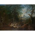 thumbnail image 2 of Maximilian Joseph Schinnagl 14x12 Black Ornate Wood Framed Double Matted Museum Art Print Titled: Forest Landscape 'Tomorrow', 2 of 5