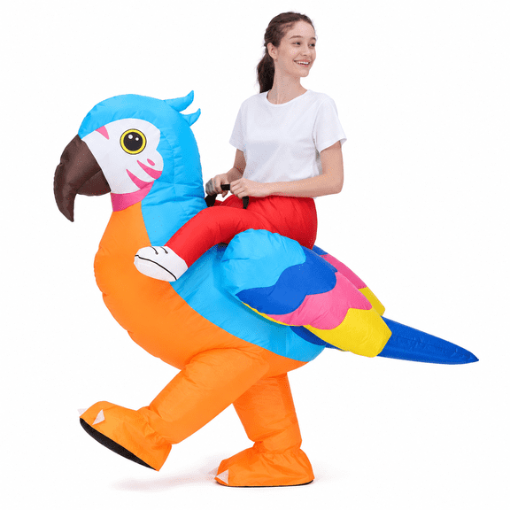 Inflatable Parrot Costume for Adults, Funny Blow Up Ride-On Bird Suit for Halloween Party Cosplay, Men Women