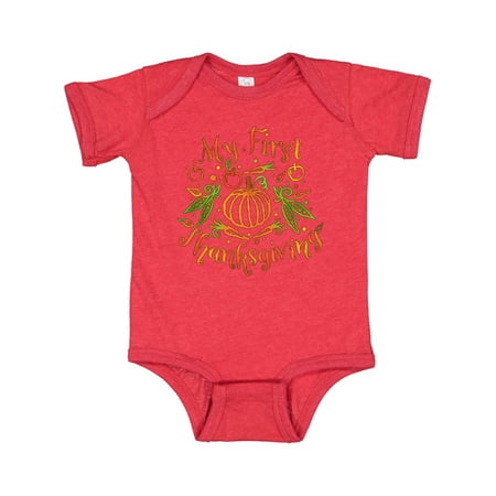 

Inktastic My 1st Thanksgiving Pumpkin Vegetables in Orange and Green Gift Baby Boy or Baby Girl Bodysuit