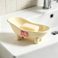 thumbnail image 6 of Soap Tray with Lid - Bathtub Shaped Plastic Bar Soap Box for Bathroom Sink, Decorative Soap Dish with Bow, Cute Trinket organizer for Sponges Jewelry, Yellow, Ccwuwei, 6 of 7