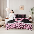 thumbnail image 4 of Manfei Leopard Print Bow Letter B Twin Bedding Sets for Girls, Black Pink Initial Bedding Comforter Set, Black Reversible, 7-Piece, 4 of 7