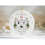 Personalized Our First Christmas Ceramic Ornament with Custom Couple Names and Married Date, Romantic Holiday Keepsake Gift for Partners