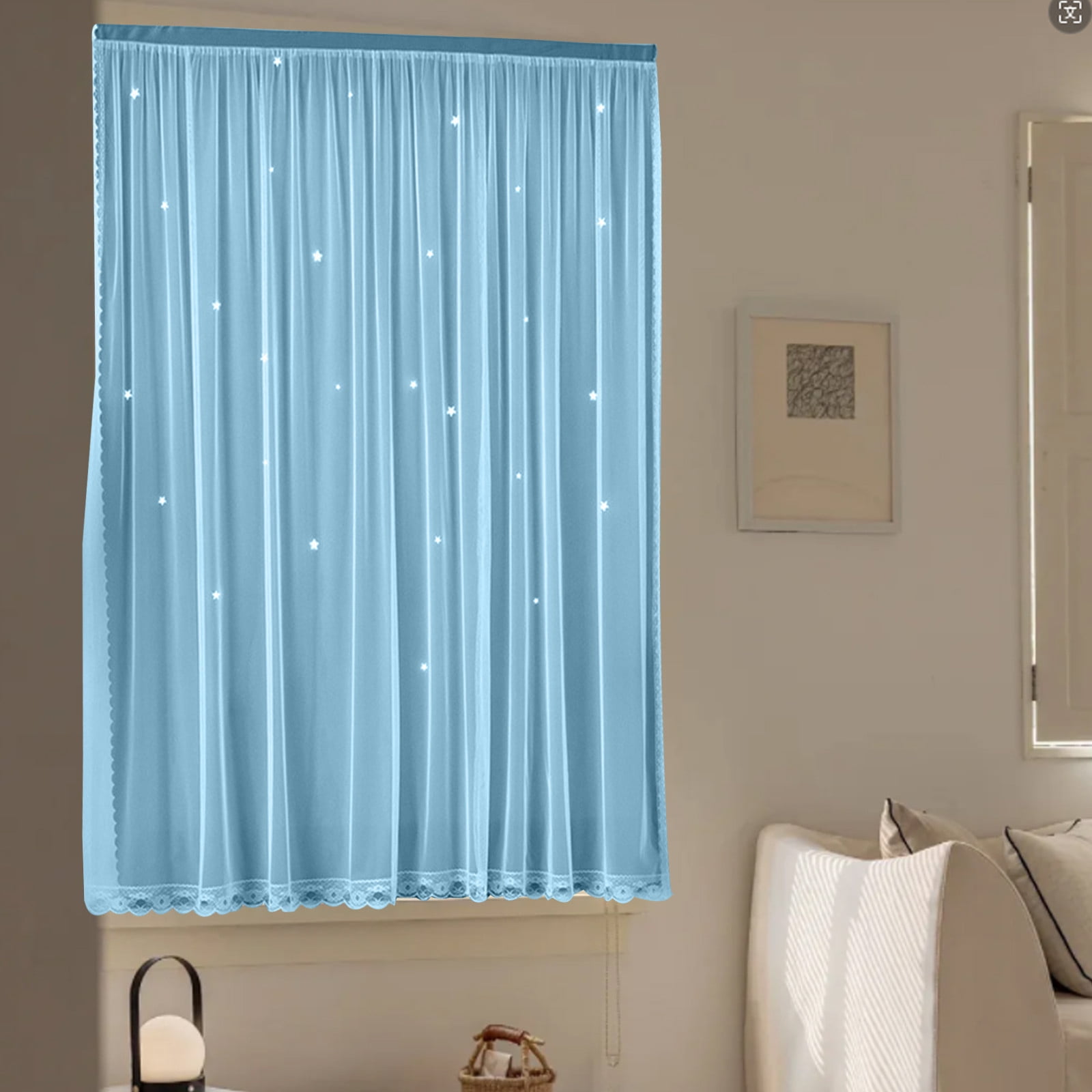 Blackout Curtains with Sheer Overlay Noise Reduction Panels for Bedroom and Living Room Light Blocking and Energy Saving, 59.05*39.37 inches, Set of 1