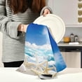 thumbnail image 3 of Starfish Blue Sky Tea Towels 4 Pack Summer White Beach Kitchen Dish Cloth with Hanging Loop, 18"x28" Lint-Free Absorbent Towel for Kitchen Drying Wiping and Cleaning, 3 of 7