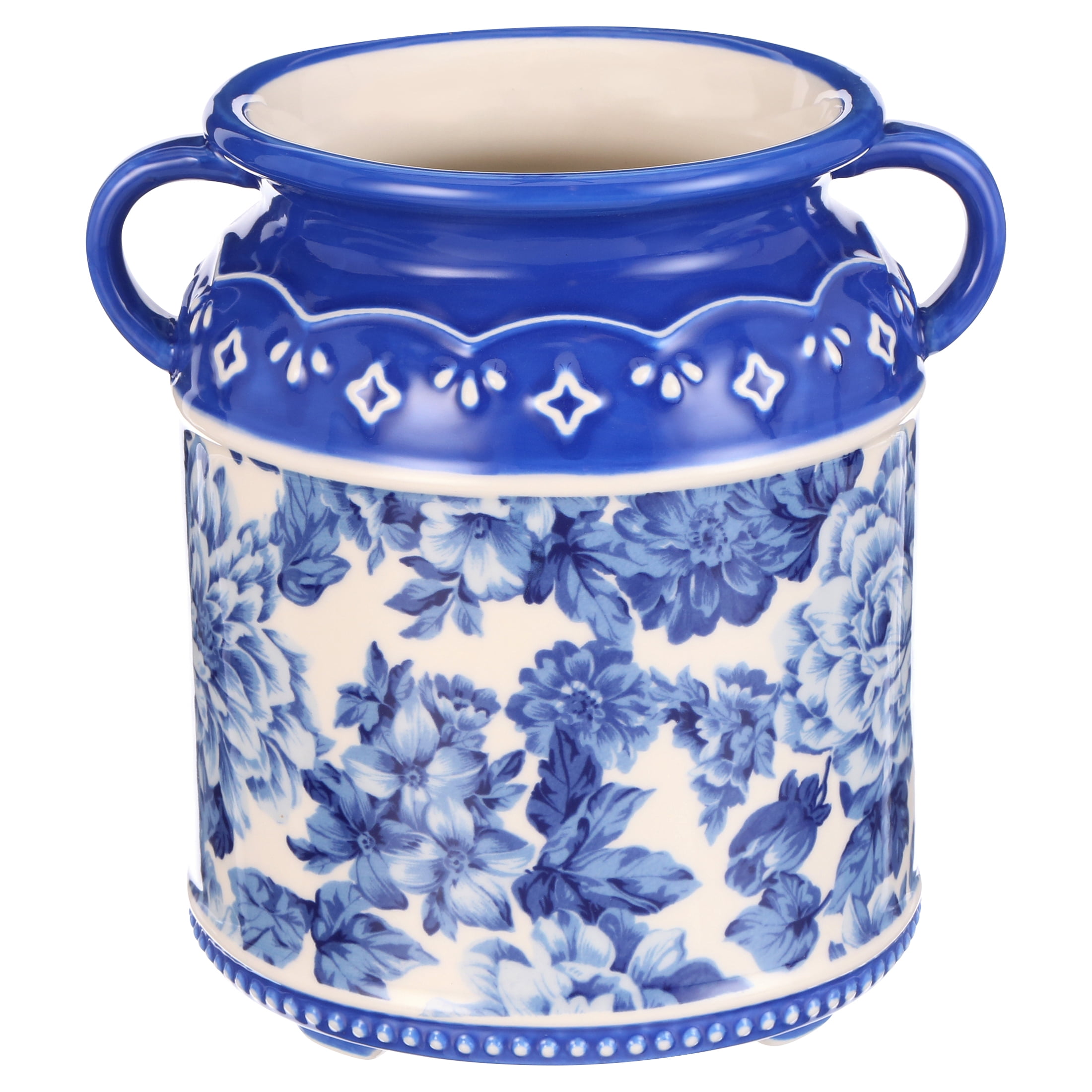 The Pioneer Woman Floral Stoneware Paper Towel Holder and Utensil Holder Combo, 2 Pieces