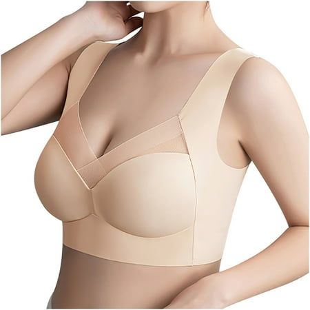 

Upgraded 2023 Gifts Women Lady Mesh Gathered Bra Plus Size Sports Bra Underwear Yoga Hollow Out Bra Cup