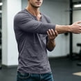 thumbnail image 5 of Bosfbaoi Henley Shirts for Men Long Sleeve Heather Slub Knit Button Placket Slim Fit Casual Top, 5 of 5
