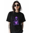 thumbnail image 2 of Abstract Skull Heart Womens Tshirt Graphic Tees Cotton Crew Neck T-Shirts, Casual Short Sleeve Shirts for Women Teen Girl Purple, 2 of 3