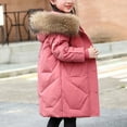 thumbnail image 6 of Generic Little/big Kids Girls 2024 New Winter Thick Coat Hooded Furry Collar Solid Color Zipper Button Coat with Pockets for Holiday Winter Party Christmas（11-12 Years Red）, 6 of 8