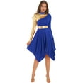 thumbnail image 4 of iiniim Women's Praise Dance Outfit Color Block Worship Dress with Pants Liturgical Dancewear Blue L, 4 of 7
