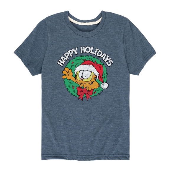 Garfield - Happy Holidays Wreath - Toddler And Youth Short Sleeve Graphic T-Shirt
