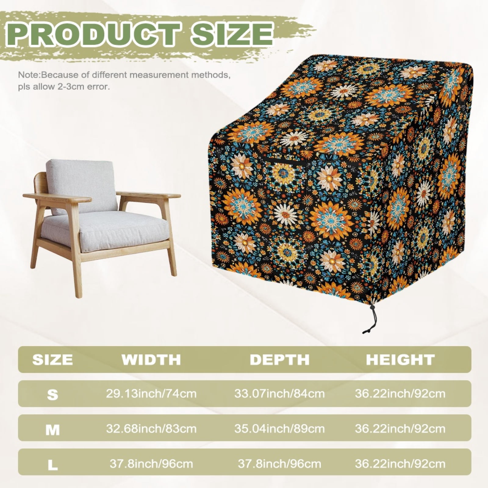 Renewold Waterproof Outdoor Chair Covers All Weather Protection Lounge Deep Seat Covers for Wicker, Swivel, Adirondack, Rocking Chairs, 29"x33"x36", Bohemian Flower