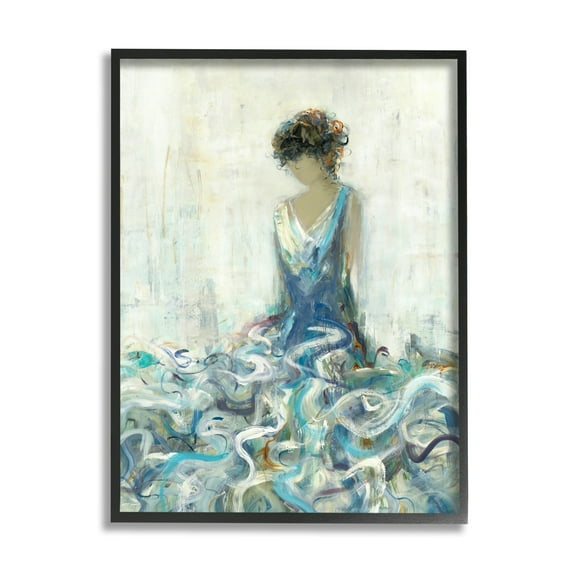 Stupell Industries Woman In Gown Abstraction Beauty & Fashion Painting Black Framed Art Print Wall Art
