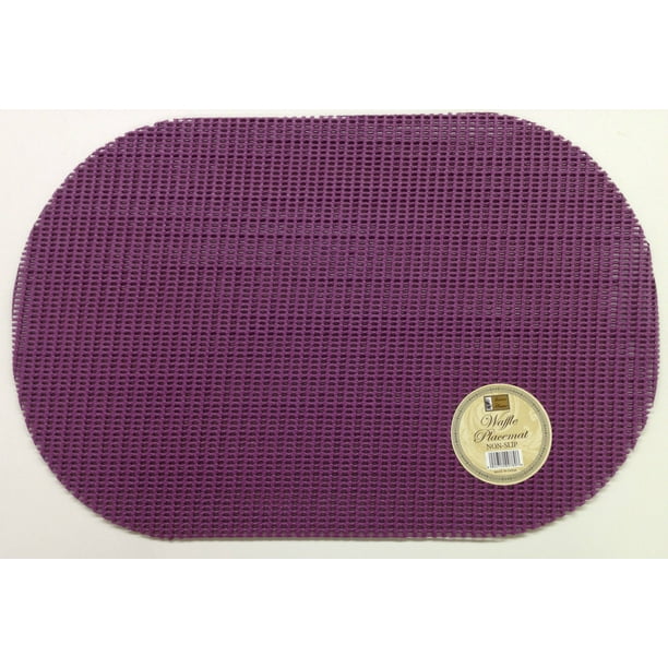Set of 6 Waffle Weave Placemats Non Slip Oval Place Mats, Purple