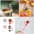 thumbnail image 2 of KAKOWELY 8 fundas para pajitas reutilizables con diseño de pelota deportiva., 2 of 5