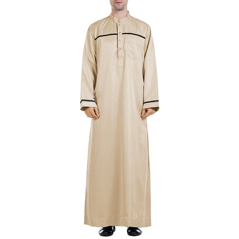 Saudi Men Thobe Abaya Thoub Muslim Dress Stand Collar Robe Dishdasha Kaftan Gown Saudi Men Thobe Abaya Thoub Muslim Dress Stand Collar Robe Dishdasha Kaftan Gown