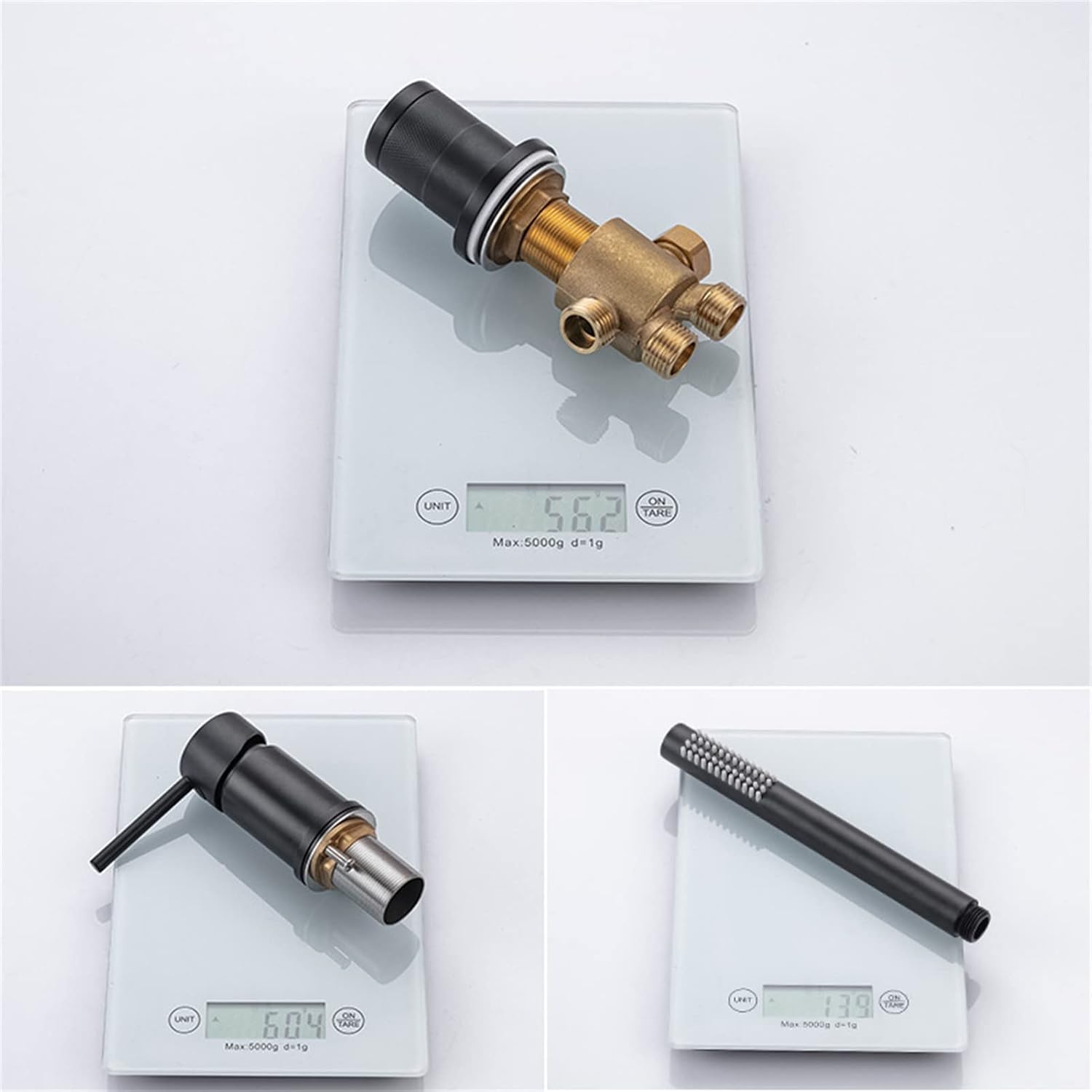 Bathtub Faucet with Temperature Display, Widespread Deck Mounted Solid Brass Bathroom Tub Shower Faucet 4 Holes, Hot and Cold Water Mixer Tap with Handshower
