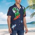 thumbnail image 5 of Easygdp Dinosaur Astronaut Space Surfing Men's Hawaiian Shirts Print Lapel Short Sleeve for Beach, vacation, party, casual occasions - XX-Large, 5 of 9