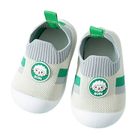 Futezty Baby Shoes Trainers Toddler Boys Girls Soft Sole Non Slip Cotton Canvas Mesh Breathable Lightweight Material Slip-on Sneakers Outdoor(Green 3.5 )