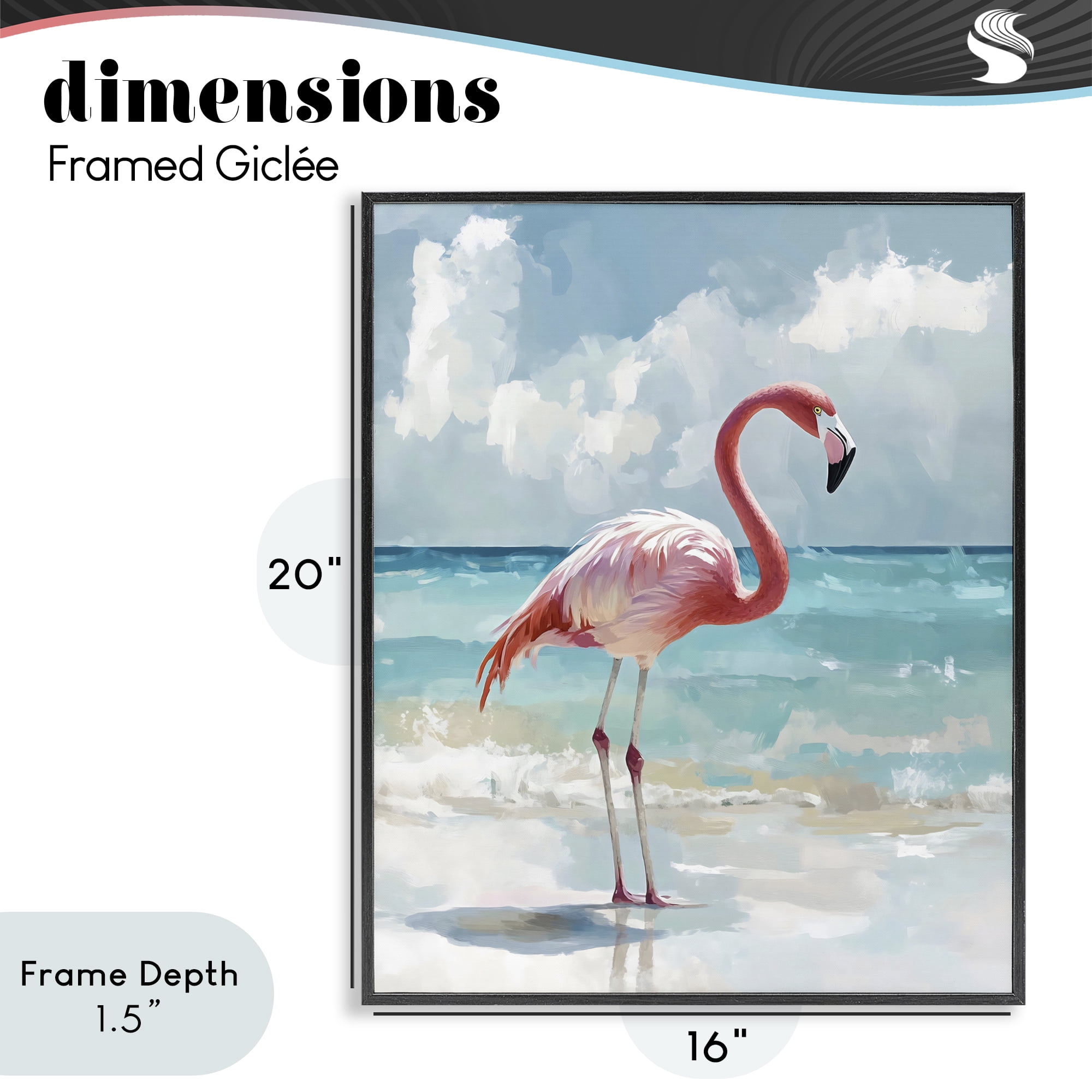 Stupell Industries Flamingo At Shore Black Framed Giclee Art, design by The Prints Vibe