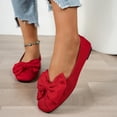 thumbnail image 3 of FRSASU Ballerines Classiques Mignonnes pour Femmes avec Nœud, Bout Rond, Confort Douillet Quotidien, Chaussures Plates à Enfiler, Rouge, 3 of 8