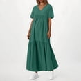 thumbnail image 4 of Hauts à Enfiler pour Femmes Vêtements Printemps Automne 2025 Chemises à Manches Longues Tendance Col Rond Ample Hauts de Festival Mode Décontractée Manches Courtes Robe Unie Col en V Robe Longue Grande Taille pour Femmes Été, 4 of 7