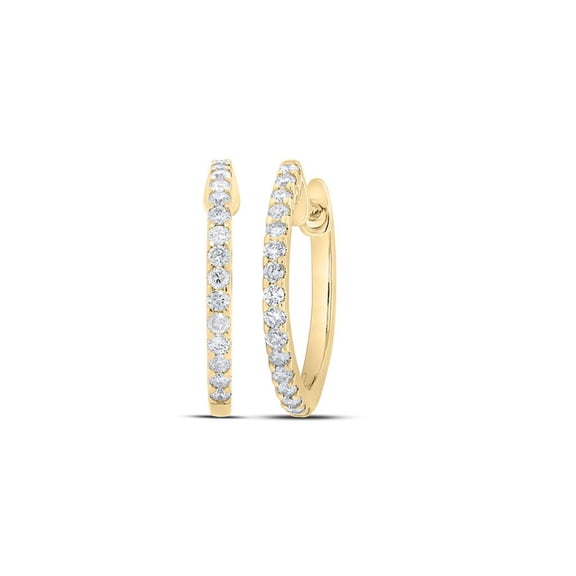 10K Yellow Gold Round Diamond Hoop Nicoles Dream Collection Earrings 0.25cttw
