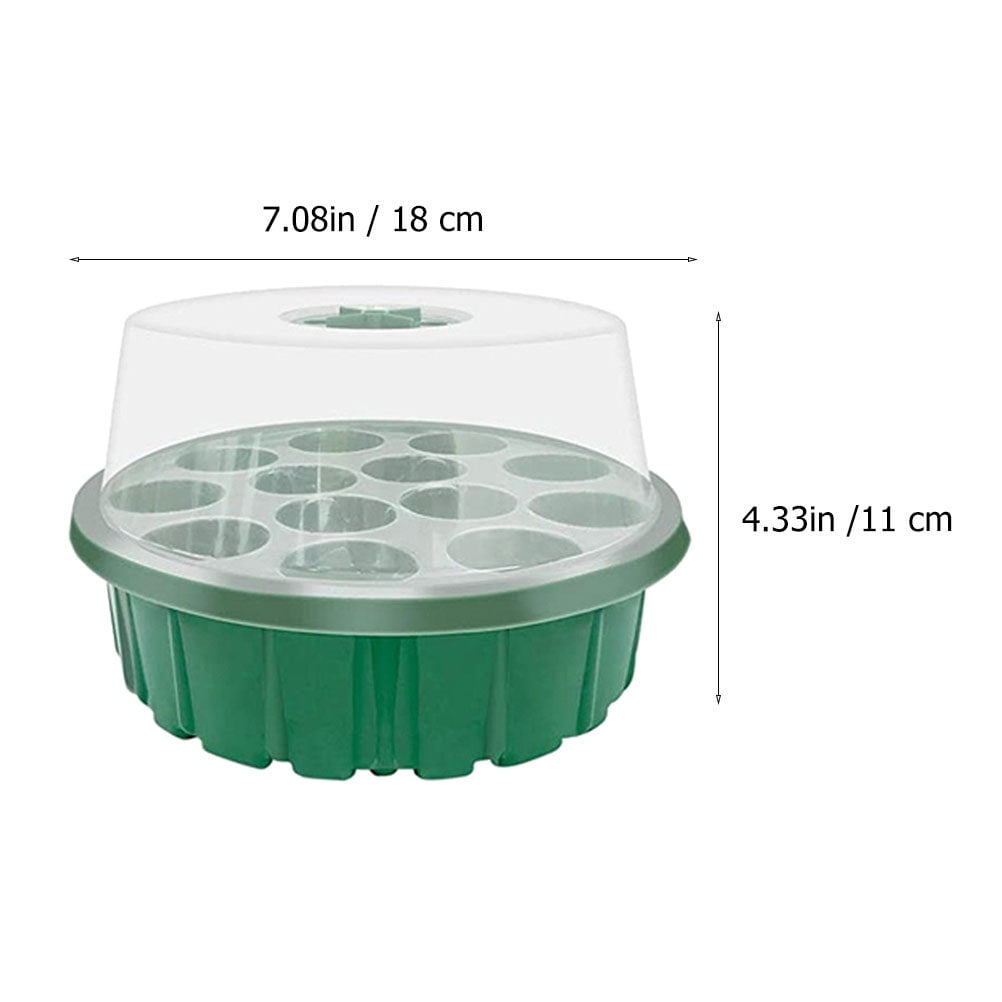 Toyvian Multi-Purpose Planting Case, Green, 13 Cells, Transparent Lid, Perfect for Seeds, 17Pcs