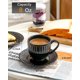 thumbnail image 3 of Tazas y platillos de cerámica para capuchino, 8 onzas, juego de 4 tazas de latte acanaladas grandes para café, té, café con leche y macchiato, juego de tazas de demitasse, regalo estético, 3 of 4