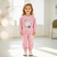 thumbnail image 2 of TOWED22 Baby Girl Clothes Fall Winter Toddler Outfits for Girls Graphic Shirt Tops Flare Joggers Pants Girls Clothing Set,Pink,18-24 M, 2 of 9