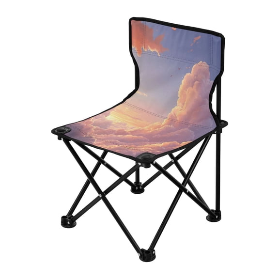 Outdoor Folding Chair 14.46x14.46x22.83 Inches, Camping Folding Chair Easy to Carry Ideal for Outdoor Picnics Camping Park Fishing Pink Beautiful Cloud