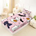 thumbnail image 4 of Homewish Cute Cartoon Ghost Twin Sheets for Girls, Halloween Bat Plaid Bow Pumpkin Bedding, 3pcs, 1 Flat Sheet, 1 Fitted Sheet and 1 Pillowcase, 4 of 5