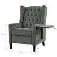 thumbnail image 4 of Harper Mid-Century Manual Adjustable Button-Tufted Wingback Recliner Chair with Foldable Side Tables, USB Ports, Gray, 4 of 13