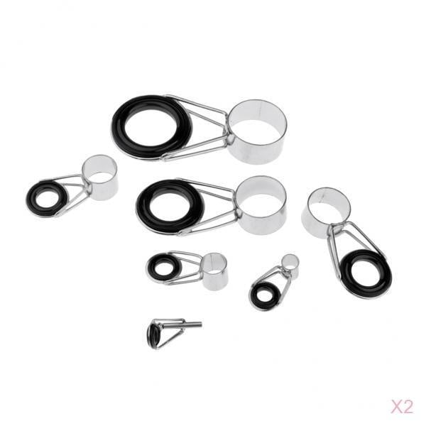 14 Unids Set Sunnimix cerámico Ojos Guías de pesca Marco de acero inoxidable