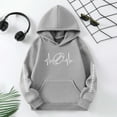 thumbnail image 4 of Big Girls Hoodies Sweatshirts Kids Pullover Football Print Hooded Sweatshirt Casual Warm Jacket Clothing Grey Size 9-10T, 4 of 4