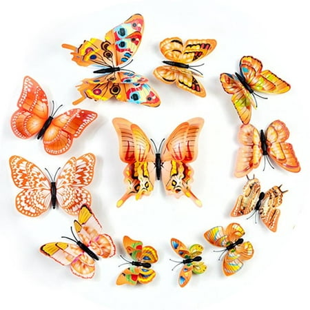 Diy Christmas Wall Decorations Ideas Efavormart 36 Pack 3D Double Wing DIY Butterfly Magnet Wall Decoration Stickers For Wedding Party Home Decoration Supply ()