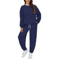 thumbnail image 2 of BLOCLOALO 2 Piece Lounge Set Long Sleeve Pullover Sweatshirts Fashionable Sports Casual Jacket Trousers Round Neck Suit Sweatpants and Sweatshirt Set Plus Size Workout Sets Casual Sets Navy 4Xl, 2 of 7