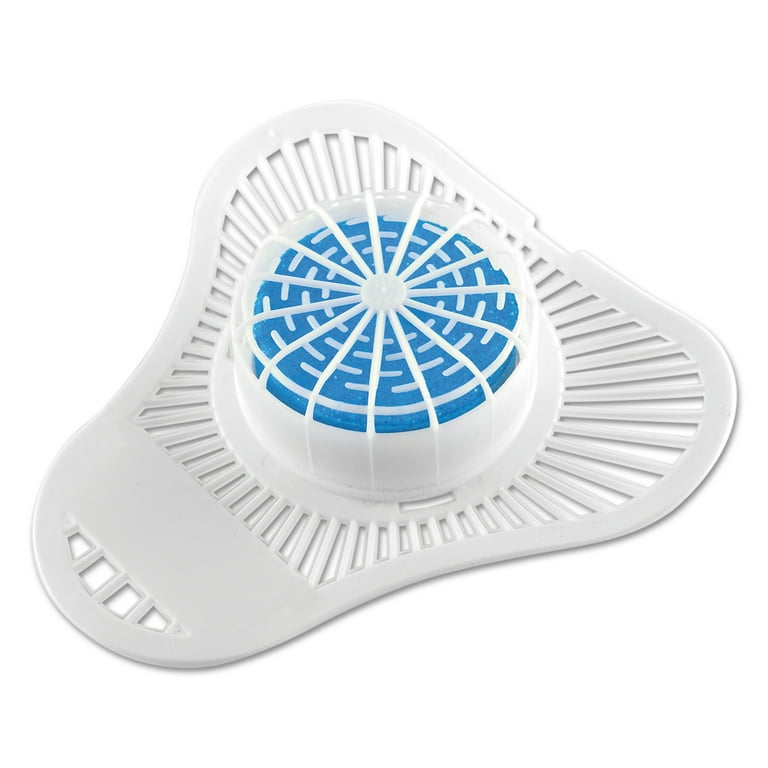 Urinal Screen with Non-Para Deodorizer Block, Cherry Scent, White/Blue, 12/Carton Urinal Screen with Non-Para Deodorizer Block, Cherry Scent, White/Blue, 12/Carton