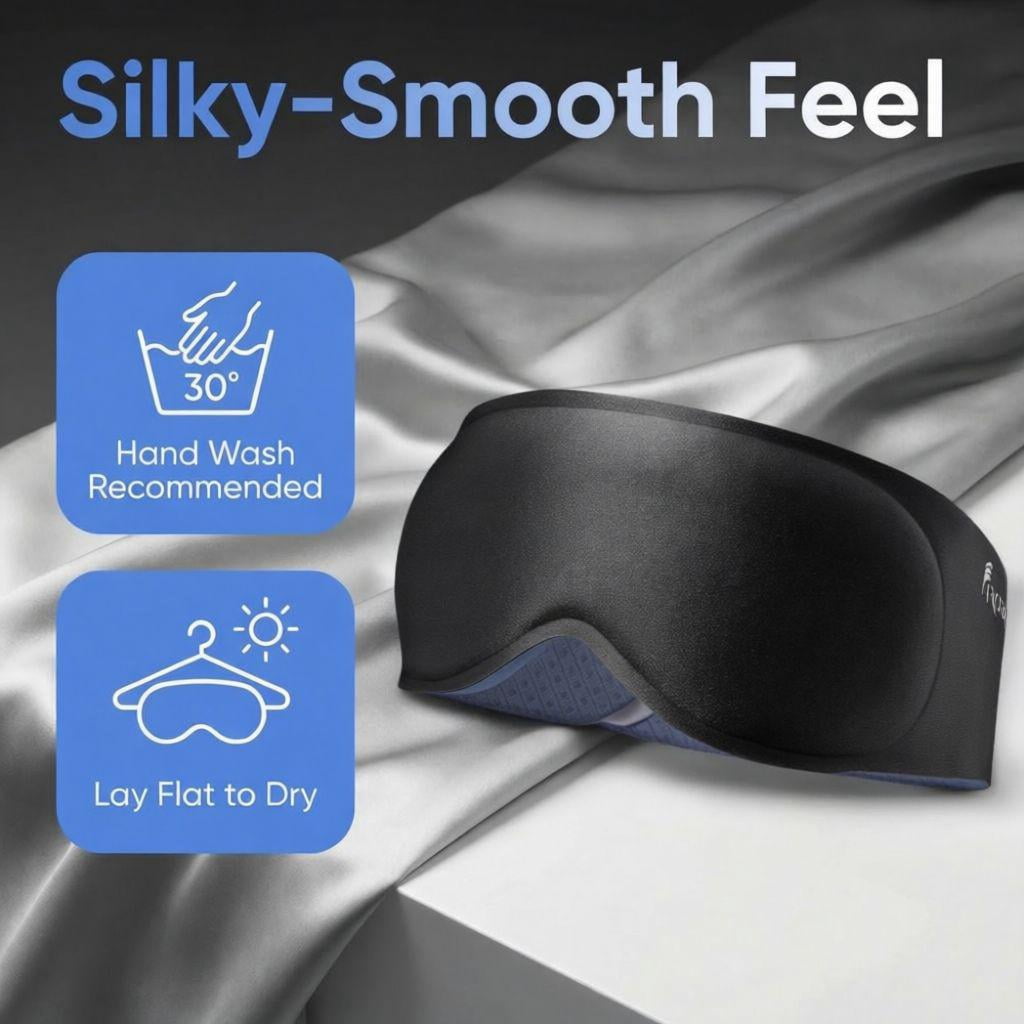 FACEMOON 3D Contoured Blackout Sleep Mask Weighted for Men and Women Tranquil Sleep Time Soft Memory Foam Zero Eye Pressure Evening Relaxation Black