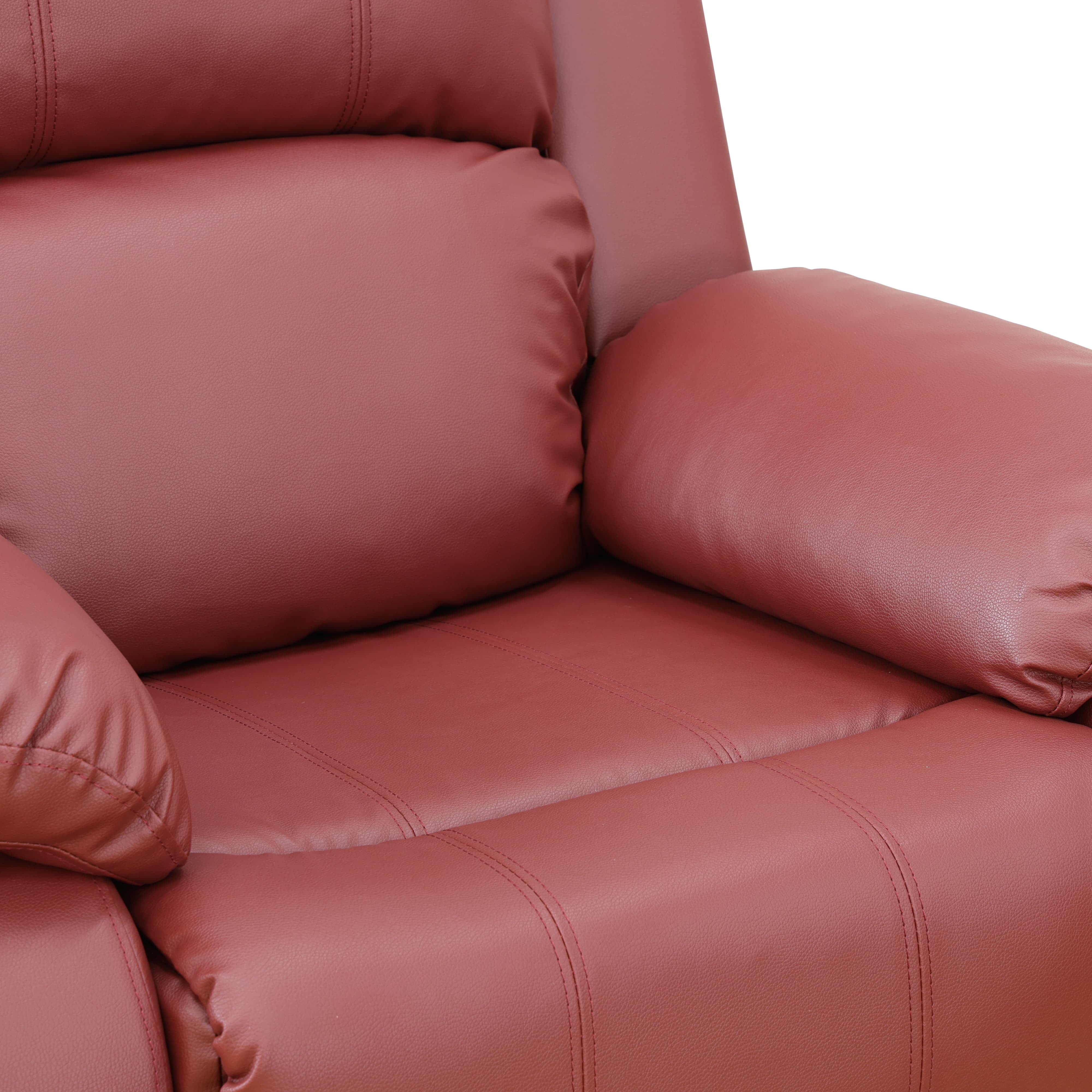 MAYEERTY Power Reclining Loveseat, Electric 2-Seat Leather Recliner with Storage & Cup Holders for Living Room, Red