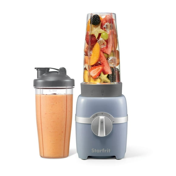 Starfrit Personal Blender, Two 828ml Cups, High, Low & Pulse Modes, 300W, Perfect for Smoothies, Protein Shakes and Milkshakes, Grey