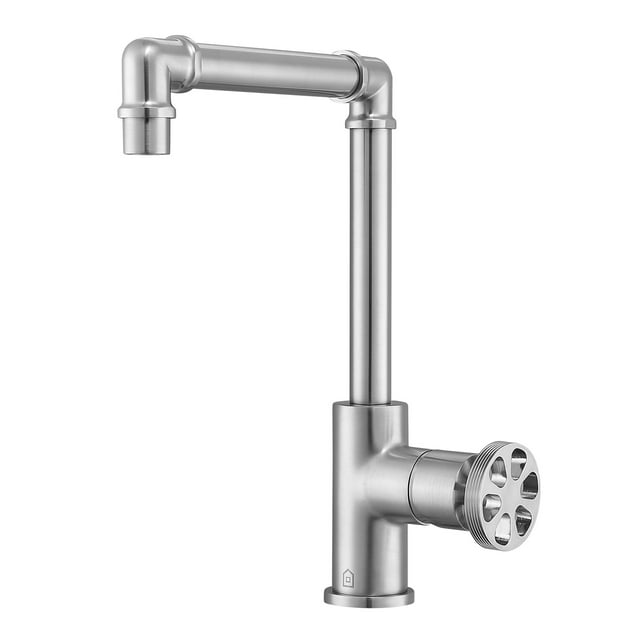 Ancona Urban Robinet de Salle de Bain à 1 Trou avec Poignée à Roue Ronde en Nickel Brossé